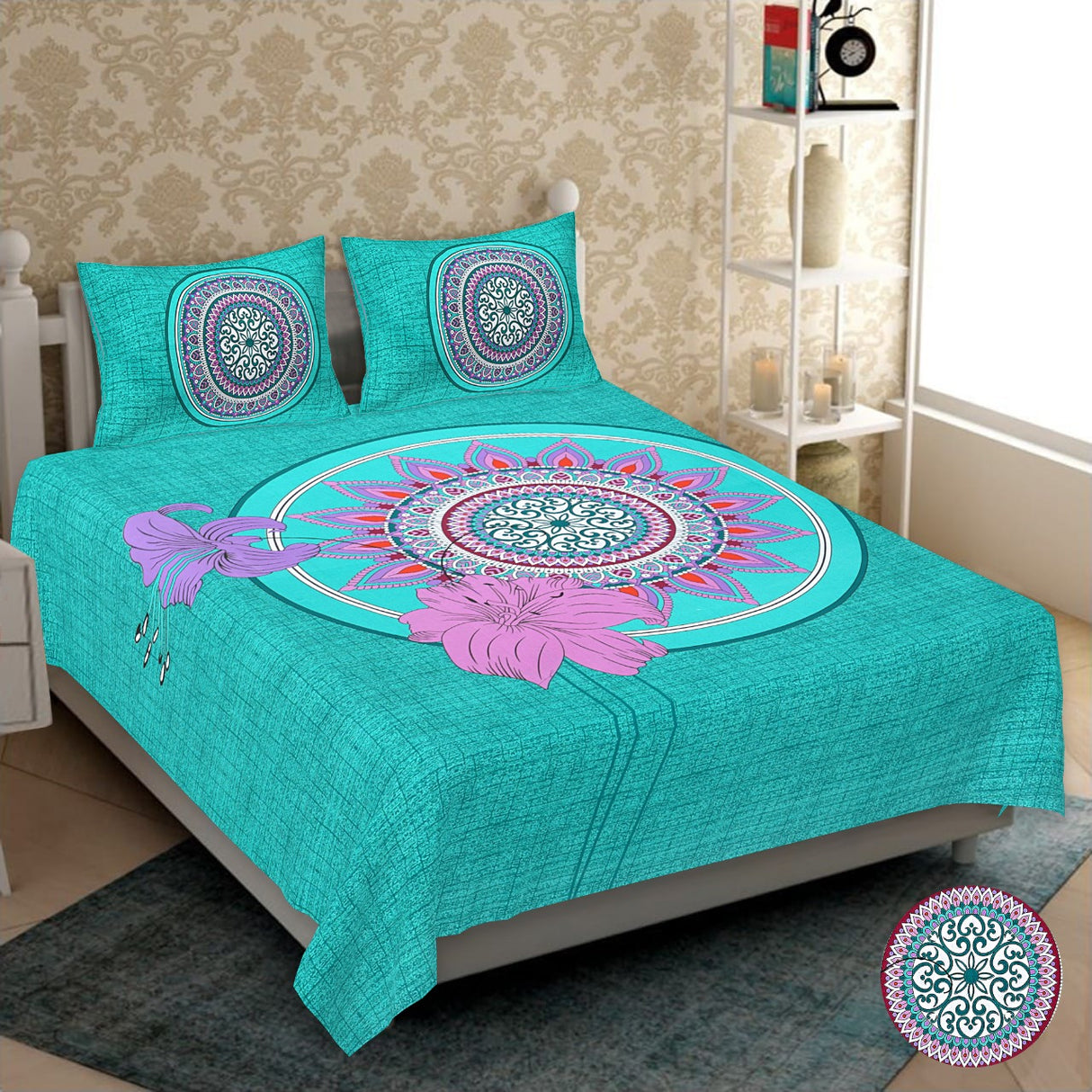 Cotton Blend Printed Double Bedsheet