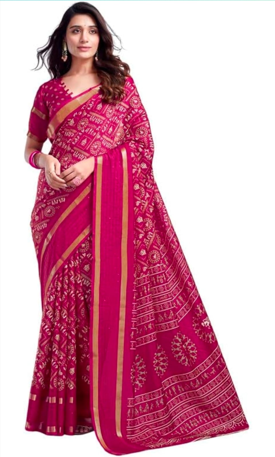 RADHIA - Dola Silk Printed Saree - Pink