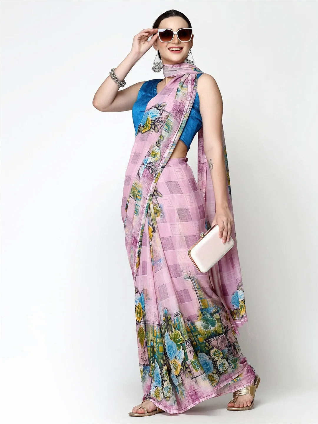 KALINI - Floral Printed Georgette Saree