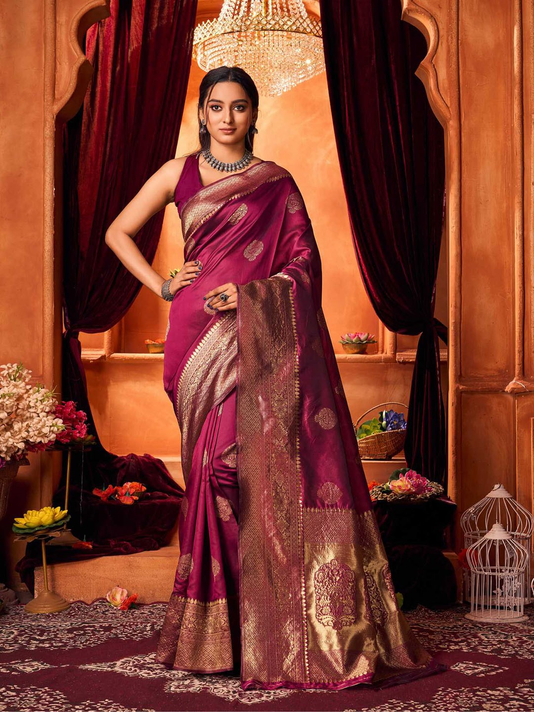 KALINI- Women Ethnic Motifs Zari Heavy Work Kanjeevaram Pure Silk Saree