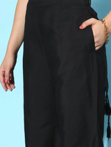 Black Solid Silk Palazzos