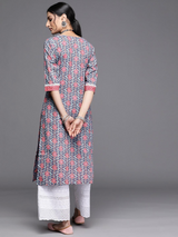 Blue Printed Cotton Kurta