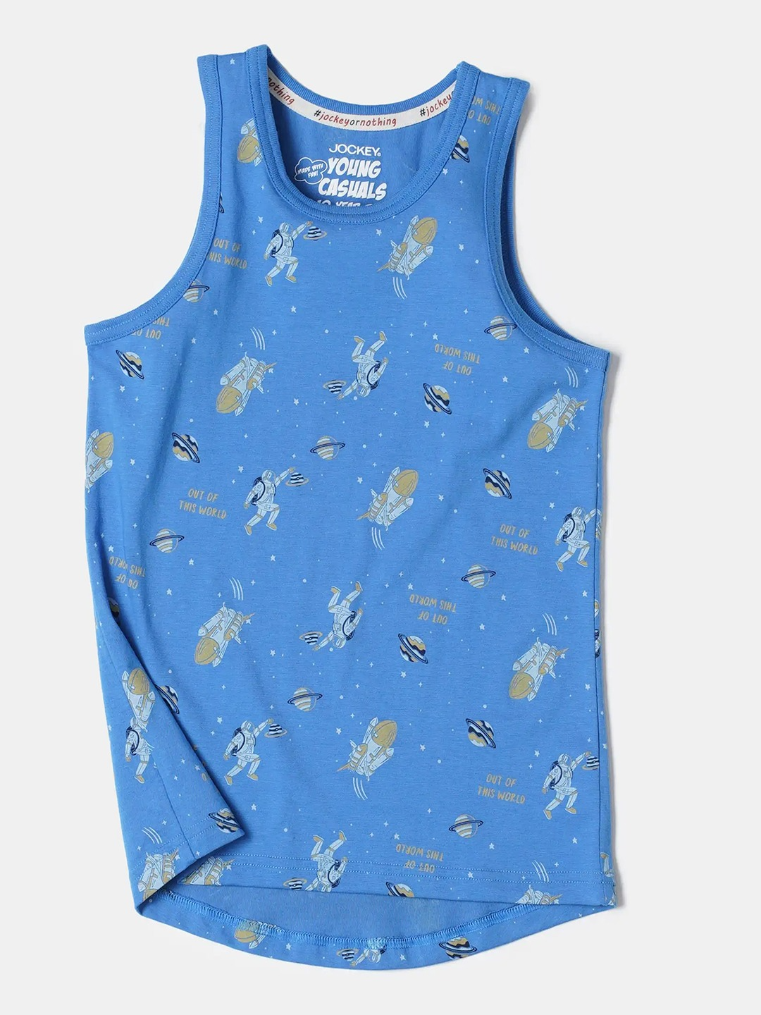 Boy's Super Combed Cotton Printed Tank Top #CB01 - Palace Blue