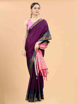 Silk Land - Purple & Pink Zari Art Silk Fusion Arani Saree