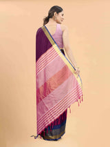 Silk Land - Purple & Pink Zari Art Silk Fusion Arani Saree