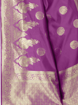 KALINI- Purple & Gold-Toned Woven Design Zari Silk Blend Banarasi Saree