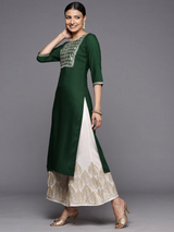 Green Yoke Design Rayon Straight Kurta