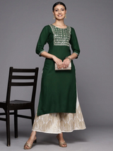 Green Yoke Design Rayon Straight Kurta