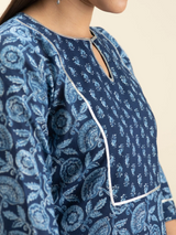 Indigo Printed Cotton Kurta