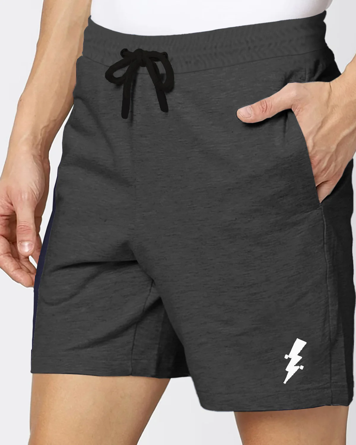 Men Solid Charcoal Black Running Shorts