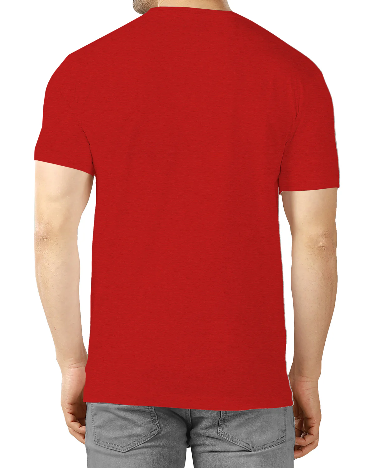 Men Red Line Printed Round Neck Half Sleeve T-shirt